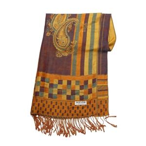 Pashmina Scarf Womens One Size Multicolor Paisley Geometric Fringe Shawl Wrap